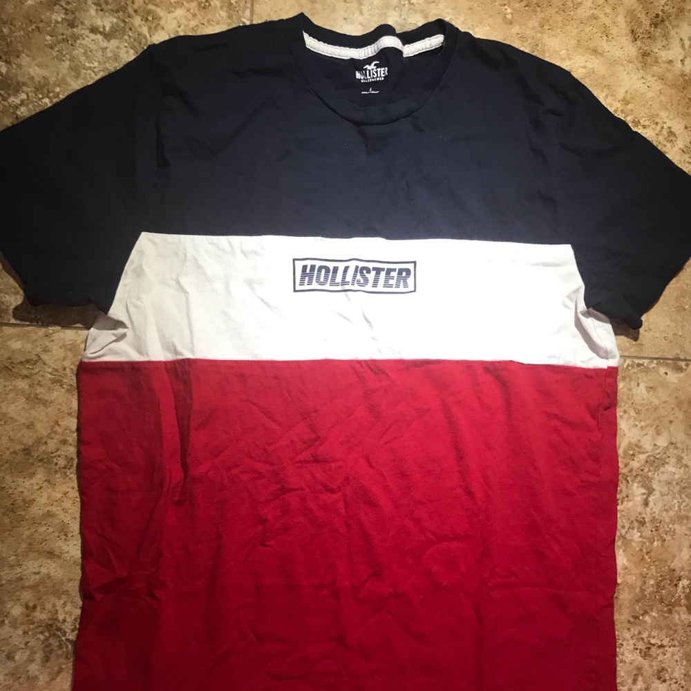 Red White Blue Hollister Crew Neck Shirt